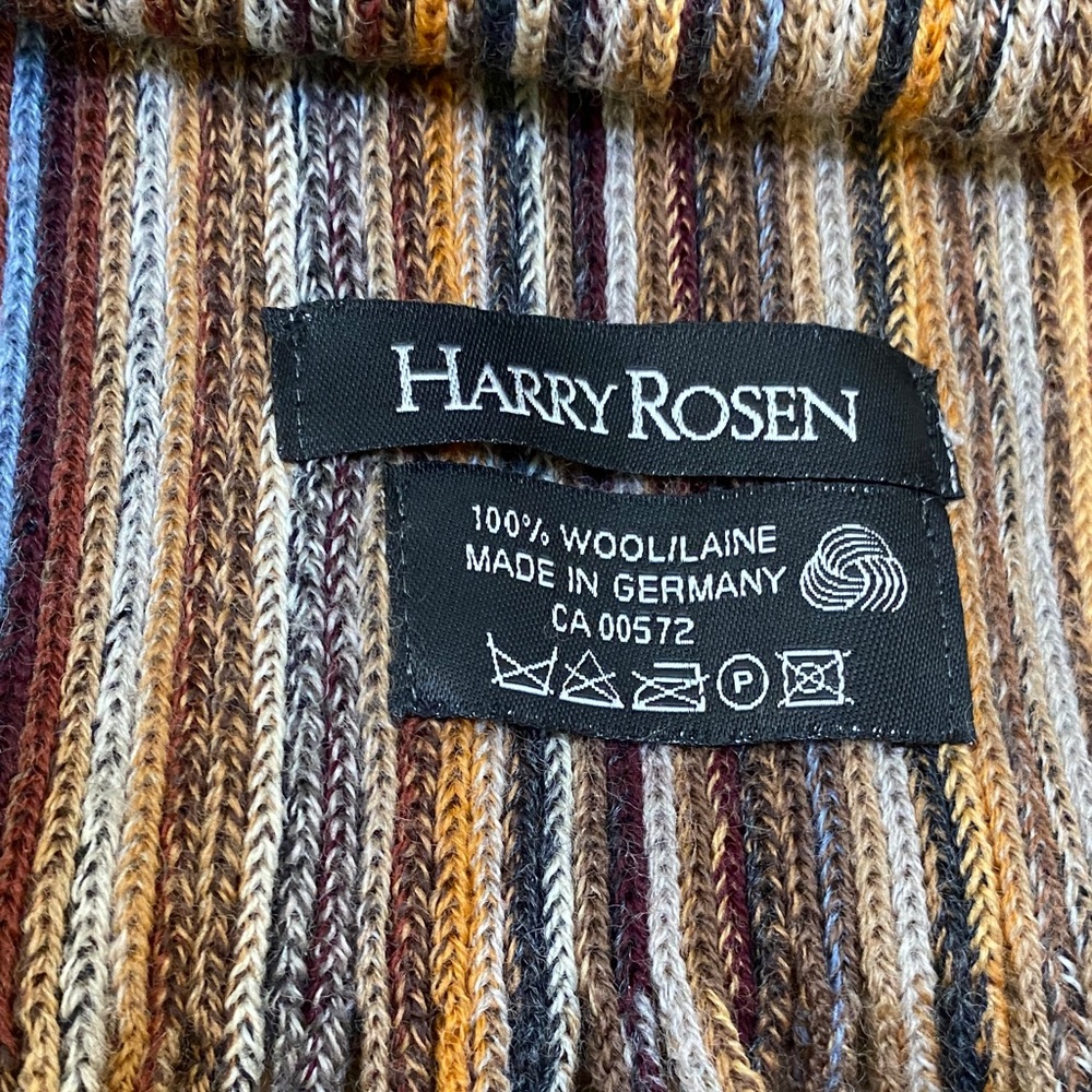 💯 Wool Harry Rosen Multicolor Striped Scarf (Unisex) - Picture 2 of 5